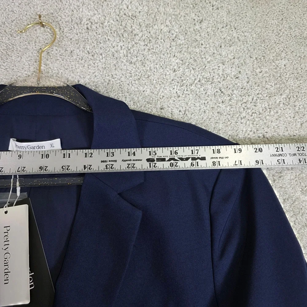 Pretty Garden NWT Blazer Womens‎ XL Navy Blue Oversized Career Office Wear